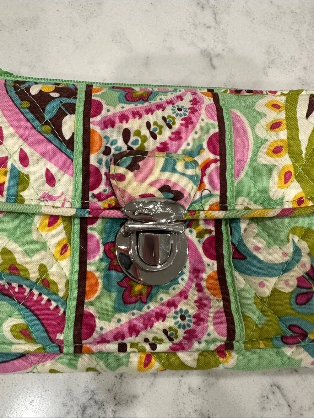 Vera Bradley Quilted Tutti Frutti Wristlet - Pink, Green & Turquoise